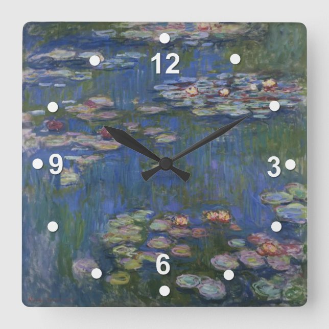Relógio Quadrado Monet Water Lily Wall Clock (Frente)