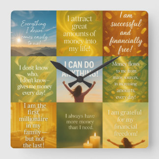Relógio Quadrado Money affirmation