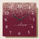 Relógio Quadrado Monograma Brilhante de Lâmpada Cor-de-Lobra Dourad<br><div class="desc">Rosa Dourado - Relógio de Nome do Monograma do Script Glitter Glitter Glitter de Espelho Rosa e Brilhante. Isto faz o doce e perfeito aniversário de 16 anos, casamento, chá de panela, aniversário, chá de fraldas ou festa de solteira presente para alguém que ama luxo de luxo e estilos quíticos....</div>