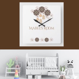 Relógio Quadrado Monograma da Boho Floral Girl