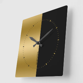 Relógio Quadrado Monograma em ecrã plano e dourado