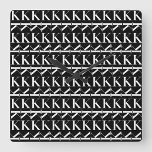 Relógio Quadrado Monograma - Letra inicial K