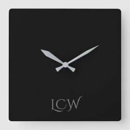 Relógio Quadrado Monograma Preto