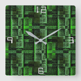 Relógio Quadrado Montagem Digital do Mármaco Verde Simulado Granito