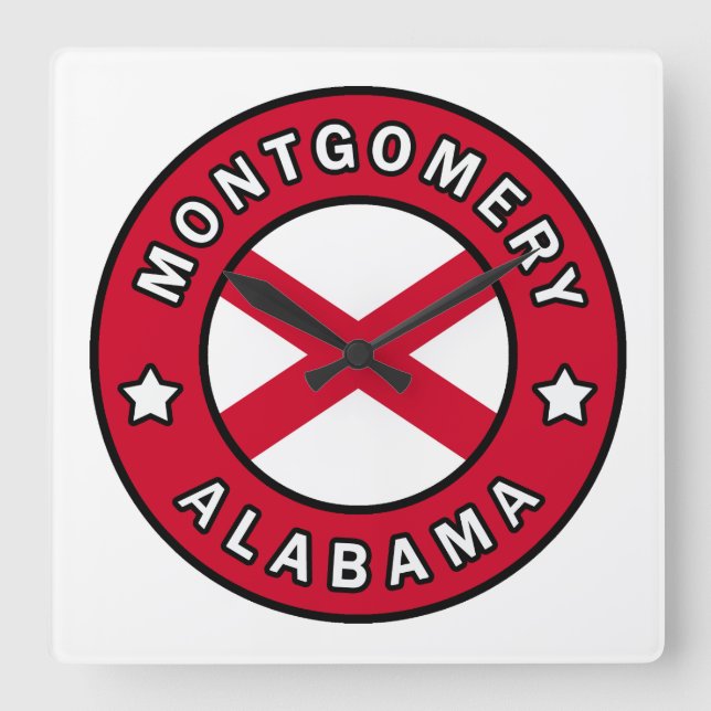 Relógio Quadrado Montgomery Alabama (Frente)