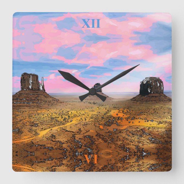 Relógio Quadrado Monument Valley (Frente)
