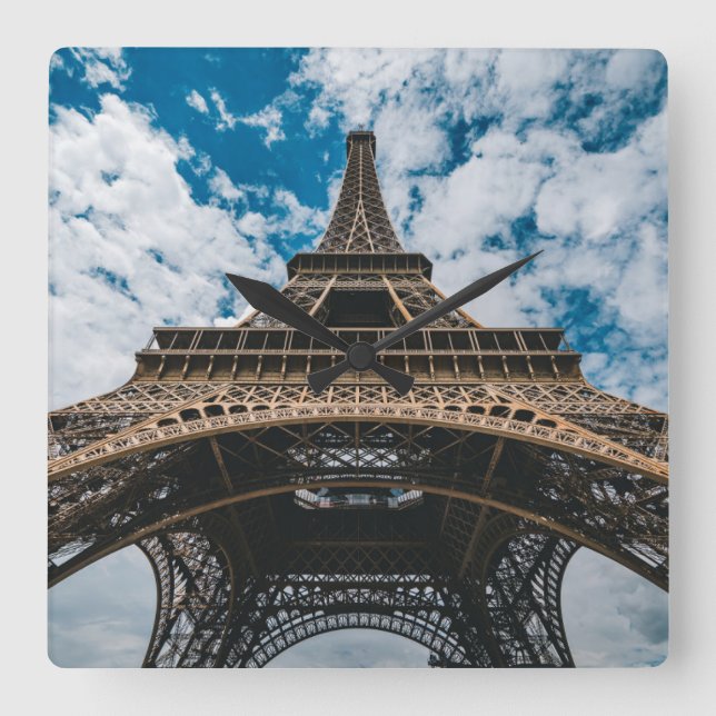 Relógio Quadrado Monumentos | Olhando para a Torre Eiffel (Frente)