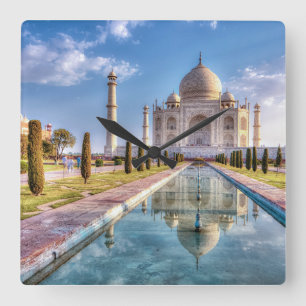 Relógio Quadrado Monumentos Taj Mahal Sunrise