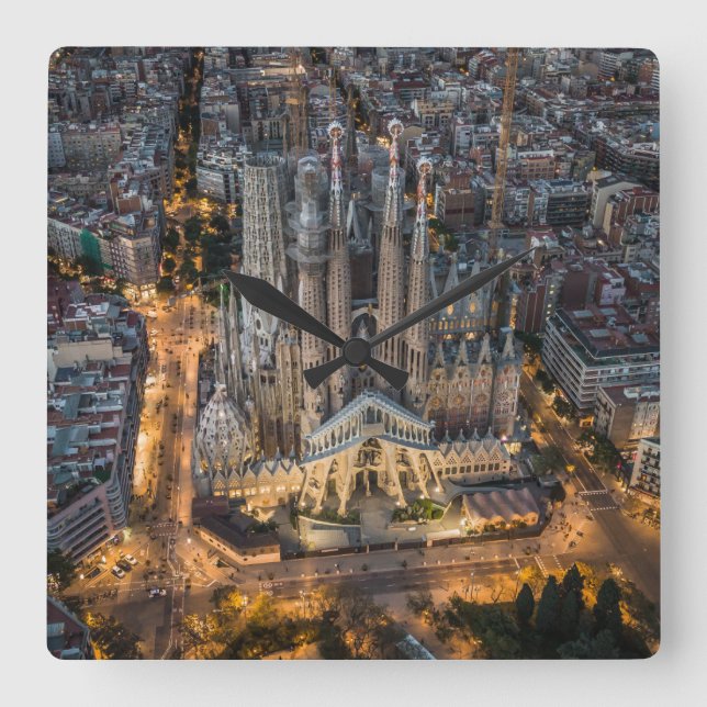 Relógio Quadrado Monuments | La Sagrada Familia (Frente)