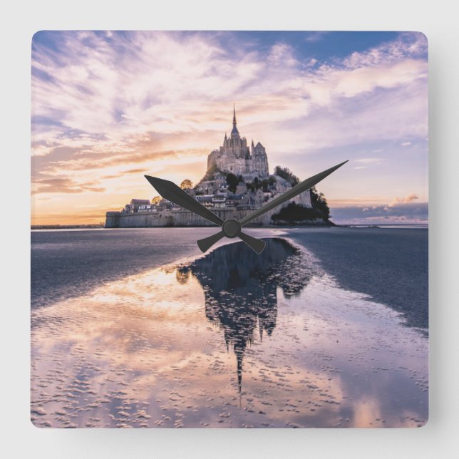 Relógio Quadrado Monuments | Mont Saint-Michel, Normandy France (Frente)