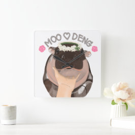 Relógio Quadrado Moo Deng Hippo da Tailândia