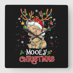 Relógio Quadrado Mooey Highland Cow Christmas
