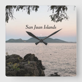 Relógio Quadrado Moonrise nas Ilhas San Juan