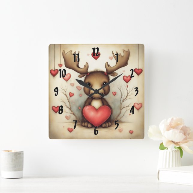 Relógio Quadrado Moose Love 1 (Lar)