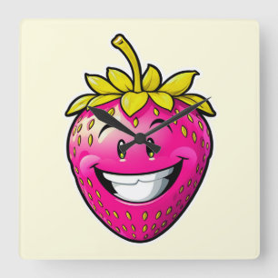 Relógio Quadrado Morango Rosa
