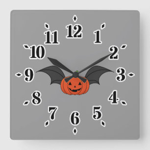 Relógio Quadrado Morcego de Abóbora de Halloween