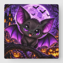 Morcego Roxo Gótico Fofo de Halloween Lua