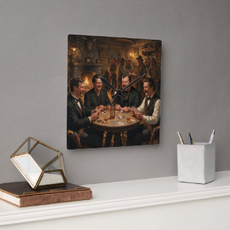 Relógio Quadrado Morgan Wyatt Virgil Earp Doc Holiday Jogando Poker