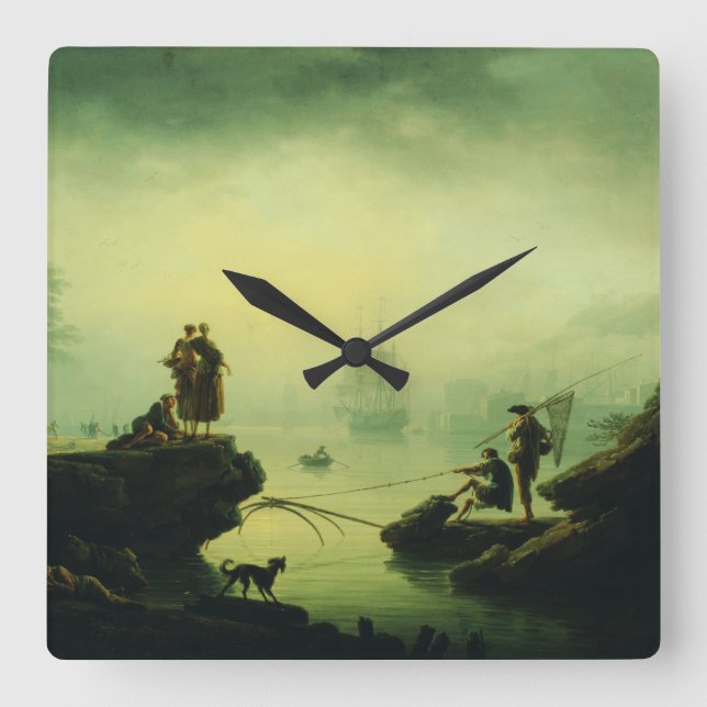 Relógio Quadrado Morning Fog at sea by Joseph Vernet  (Frente)