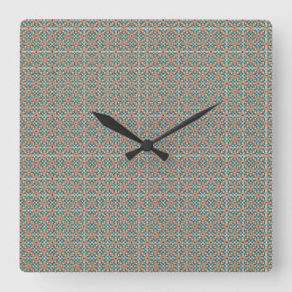 Relógio Quadrado Moroccan Zellige Pattern Ornate Wall Clock