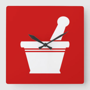 Relógio Quadrado Mortar e Pestel