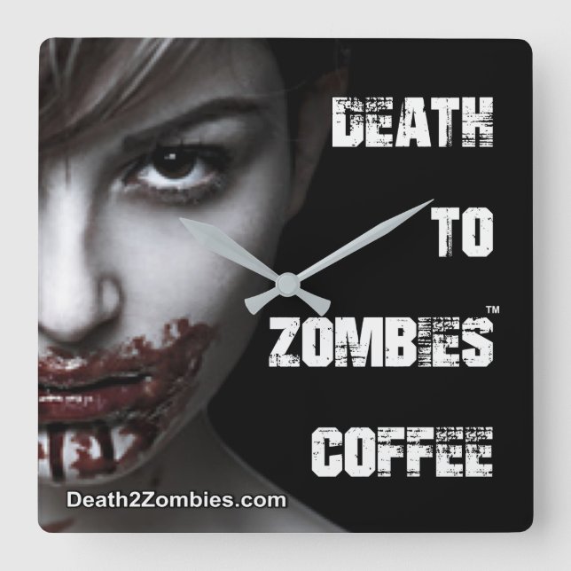 Relógio Quadrado Morte a Zombies Coffee Clock (Frente)