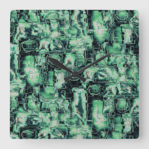 Relógio Quadrado Mosaico de imagem de abstrato russo gravado em ton