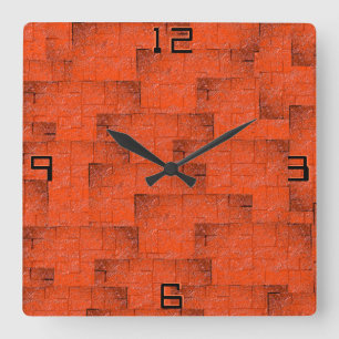 Relógio Quadrado Mosaico de textura que parece uma parede de tijolo