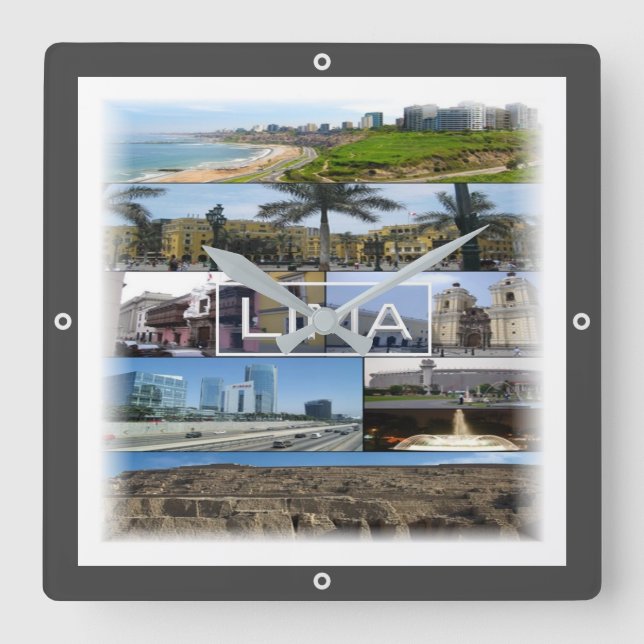 Relógio Quadrado mosaico zPE008 de LIMA no Peru, América, (Frente)