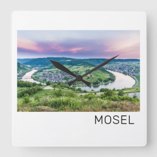 Relógio Quadrado Moselle Loop Sunset Kroev Panorama Alemanha