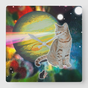 Relógio Quadrado Mossbody Laser-Cat