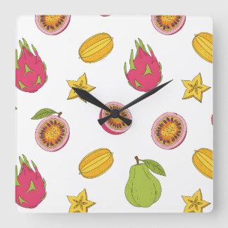 Relógio Quadrado Motif de fruits exotiques - Mélange Paradis Tropic