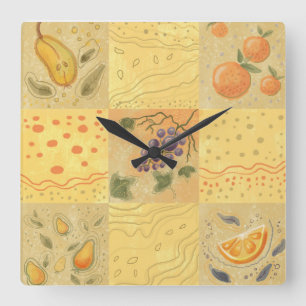 Relógio Quadrado motif de fruta de vintage