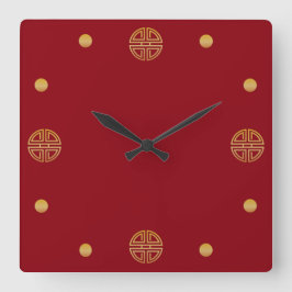 Relógio Quadrado Motif de Longevidade Geométrica Arredondada Elegan