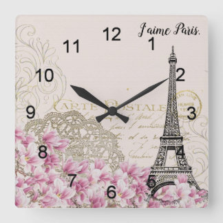 Relógio Quadrado Motif de Paris Clássico Personalizável