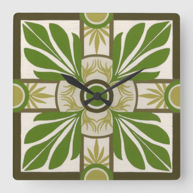 Relógio Quadrado Motif I de palma não embelezado (Frente)