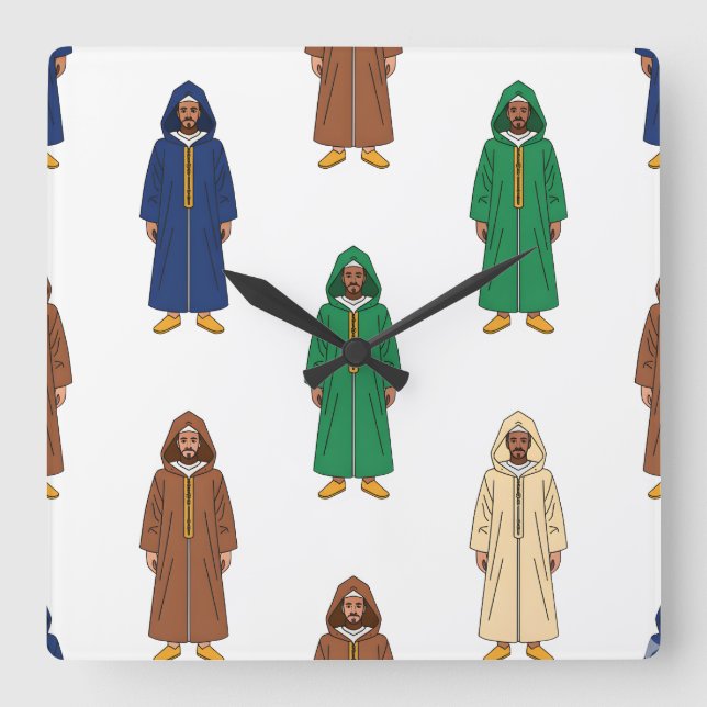 Relógio Quadrado Motif Marocain Djellaba (Frente)