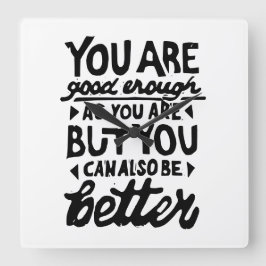 Relógio Quadrado Motivação Cotação Lino Impressão