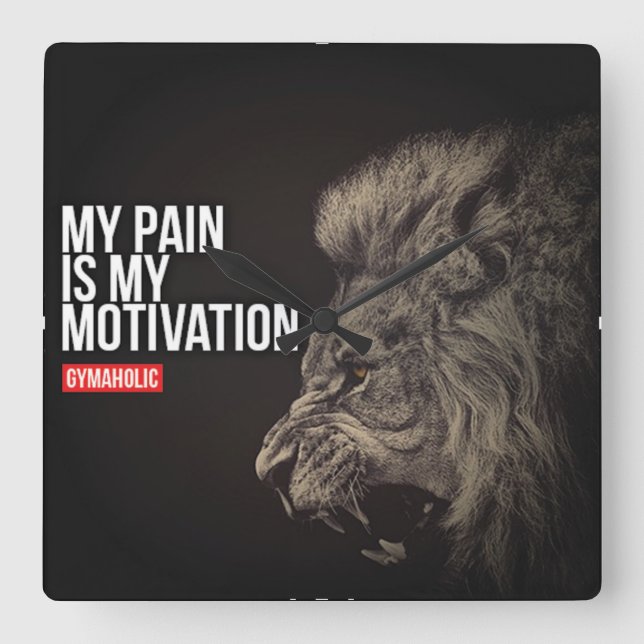 Relógio Quadrado Motivação de Gym de Construção de Bodybuilding (Frente)