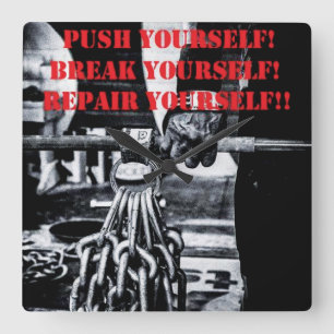 Relógio Quadrado Motivação de Gym de Construção de Bodybuilding