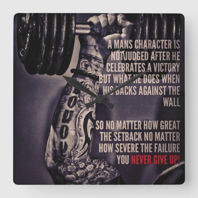 Relógio Quadrado Motivação de Workout (Frente)