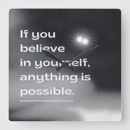 Relógio Quadrado Motivational Wall Art | “Believe in Yourself” Mini