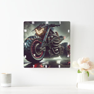 Relógio Quadrado Motociclo futurístico com luzes LED exibindo