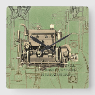 Relógio Quadrado Motor Milwaukee Wisconsin motor a gás B-3