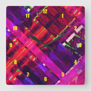 Relógio Quadrado Muito divertido e Abstrato incomum