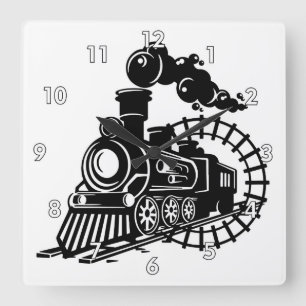 Relógio Quadrado Muito Legal Locomotiva de Trem a Vapor Vintage