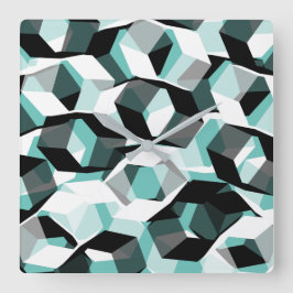 Relógio Quadrado Muitos hexágonos com partes incolores, em teia cla