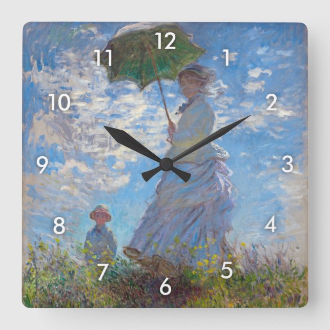 Relógio Quadrado Mulher com Parasol, Monet (Frente)