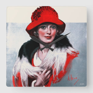 Relógio Quadrado Mulher em Red Hat