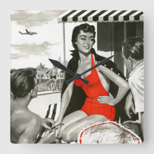 Relógio Quadrado Mulher encarnado